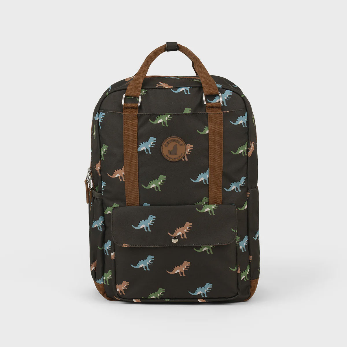 Crywolf MINI BACKPACK Dino Club Black backpack with dinosaur pattern