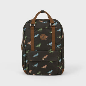 Crywolf MINI BACKPACK Dino Club Black backpack with dinosaur pattern