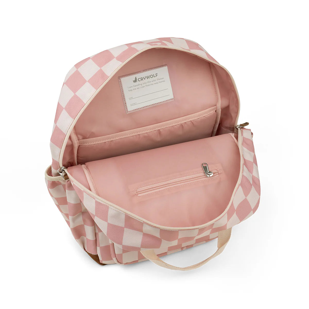 CRYWOLF KNAPSACK Pink Check Pink and white checkered backpack