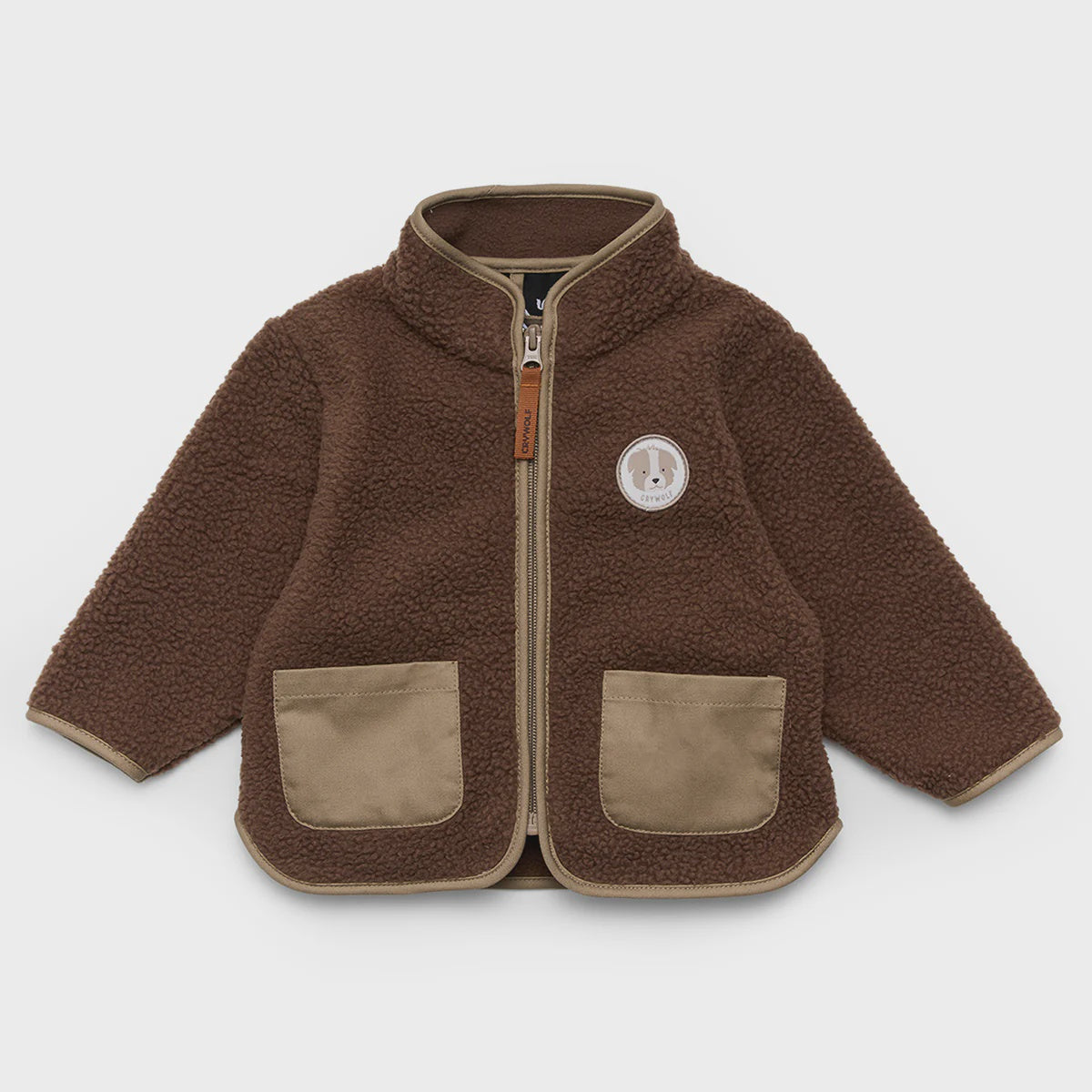 Crywolf Child Kids BABY SHERPA JACKET Pinecone Brown children's fleece jacket