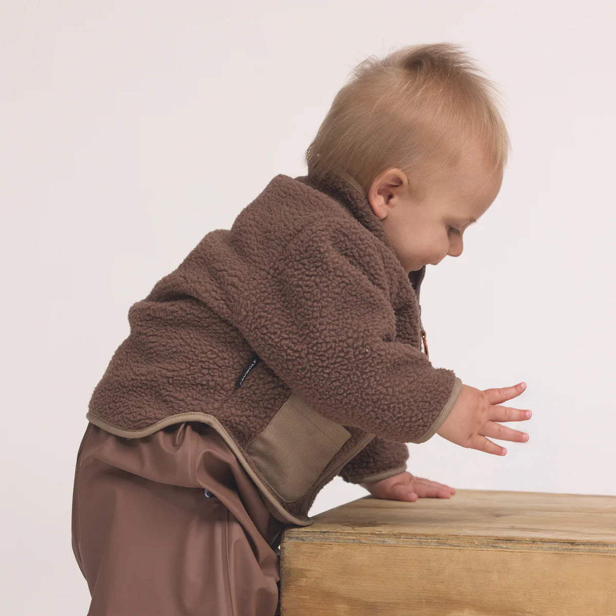 Crywolf Child Kids BABY SHERPA JACKET Pinecone Brown children's fleece jacket