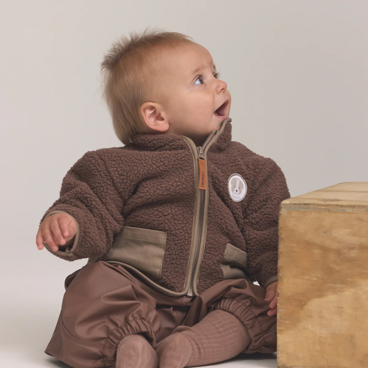 Crywolf Child Kids BABY SHERPA JACKET Pinecone Brown children's fleece jacket