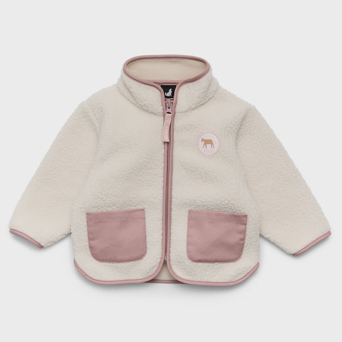 CRYWOLF CHILD KIDS BABY SHERPA JACKET Powder Children's fleece jacket with pink accents