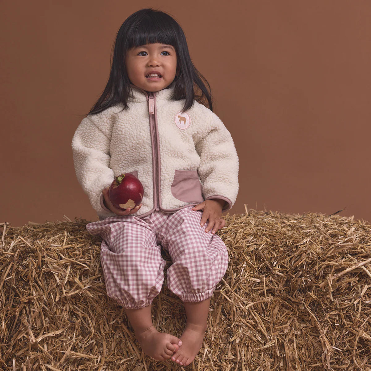CRYWOLF CHILD KIDS BABY SHERPA JACKET Powder Children's fleece jacket with pink accents