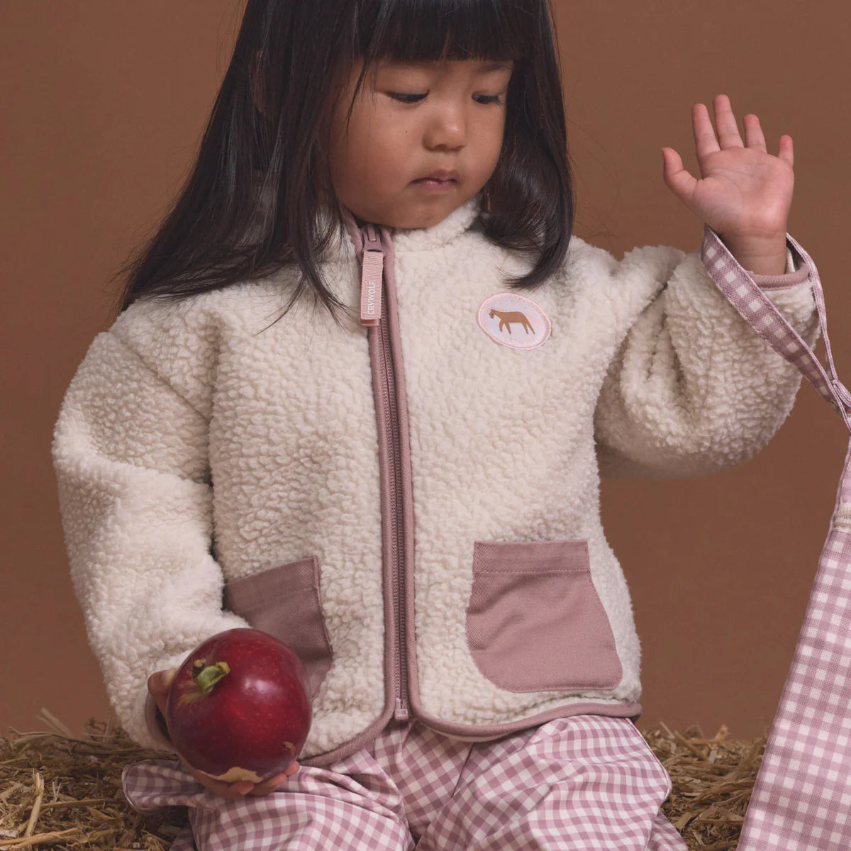 CRYWOLF CHILD KIDS BABY SHERPA JACKET Powder Children's fleece jacket with pink accents