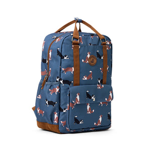 Crywolf KNAPSACK Collies School Bag Blue backpack with dog pattern