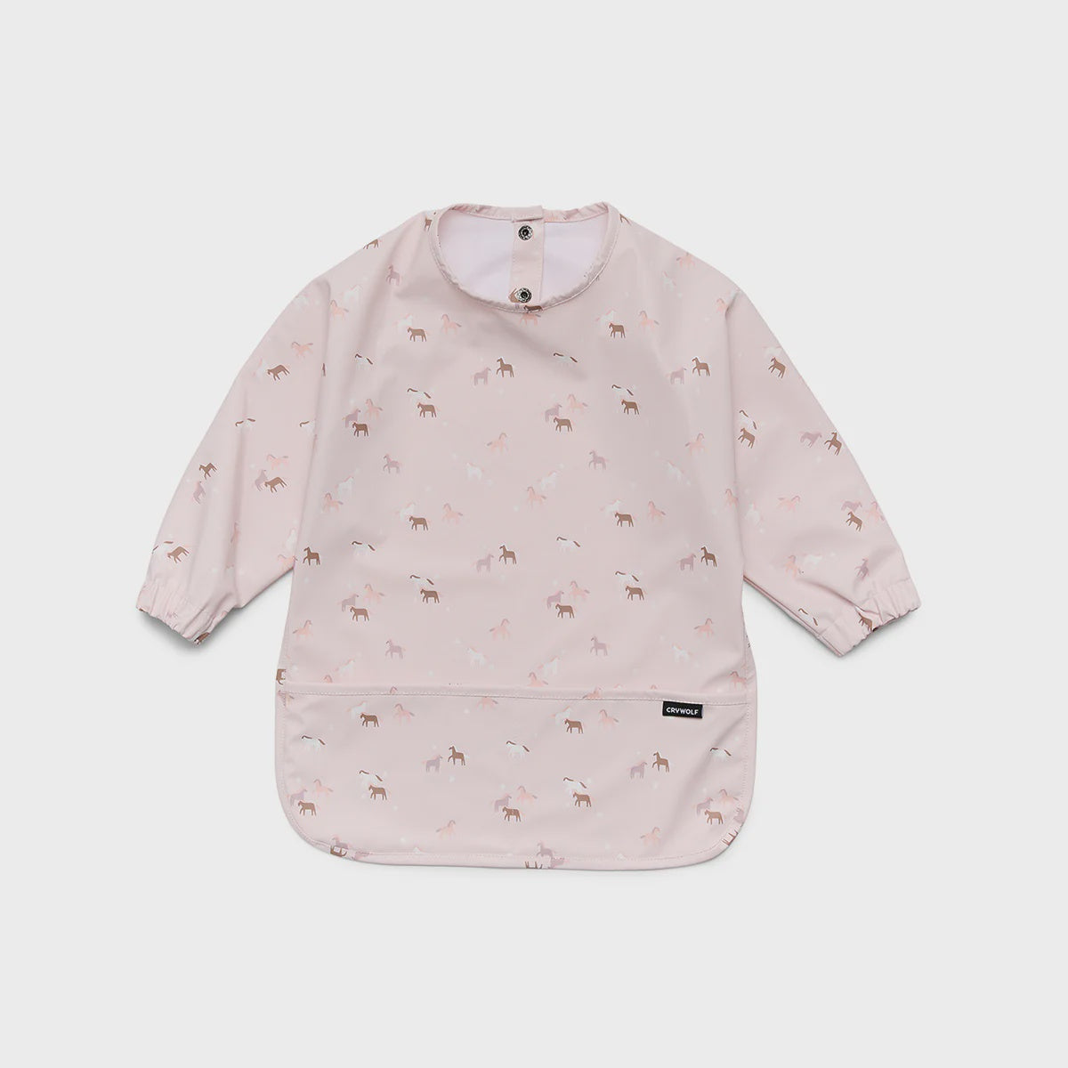 CRYWOLF MUCK-ABOUT APRON Pony Club Pink long-sleeve bib with animal pattern