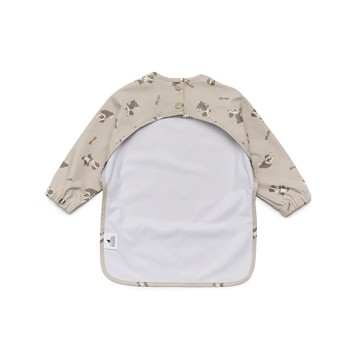 CRYWOLF MUCK-ABOUT APRON Puppies Beige long-sleeve bib with animal pattern