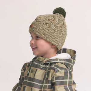 Pom Pom Beanie - Olive Speckle