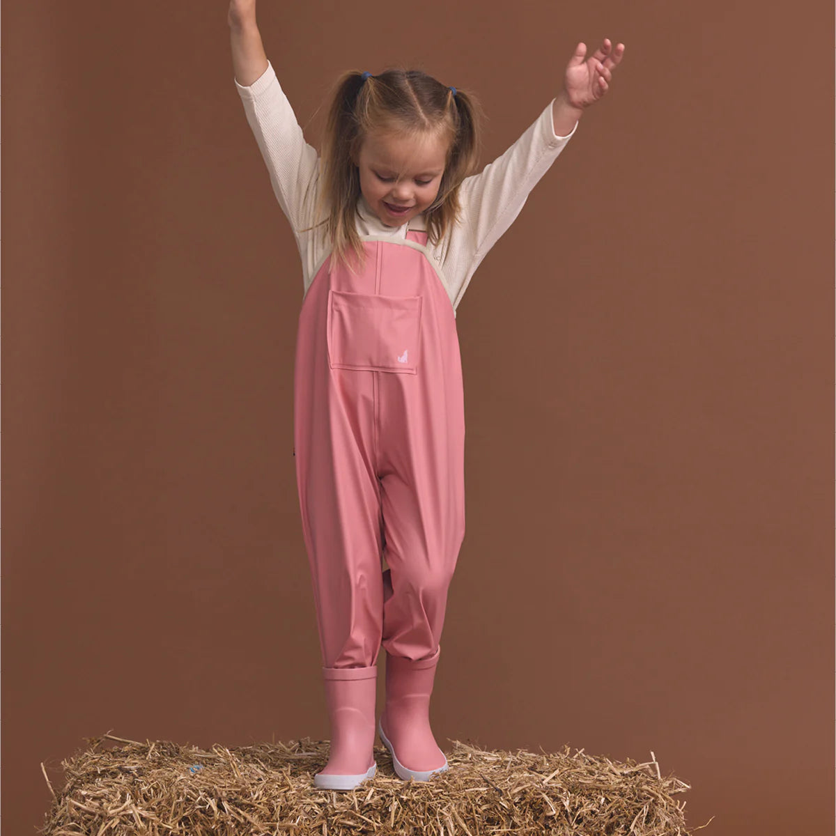 Crywolf Child Kids Girls Rain Overalls Rose Pink