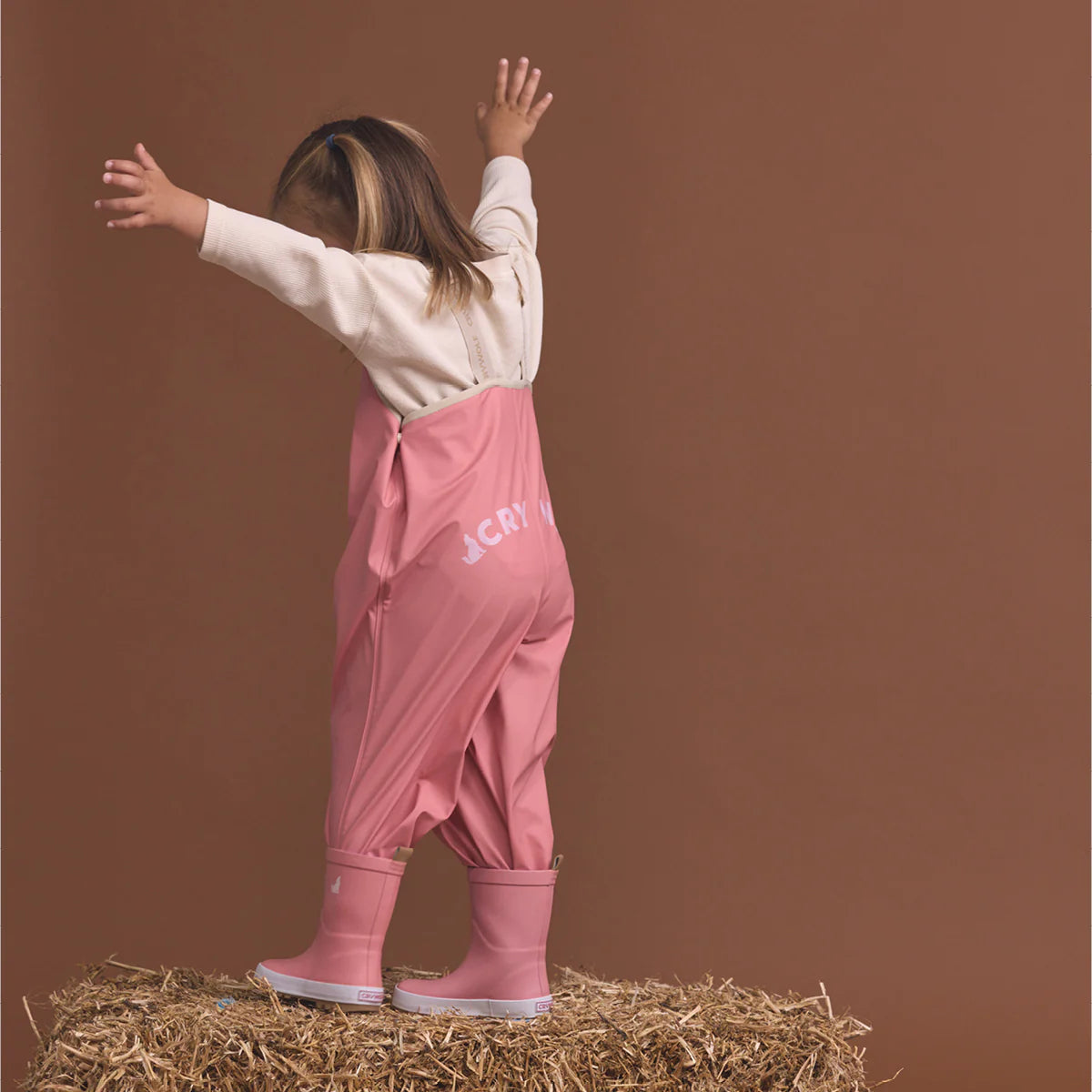 Crywolf Child Kids Girls Rain Overalls Rose Pink
