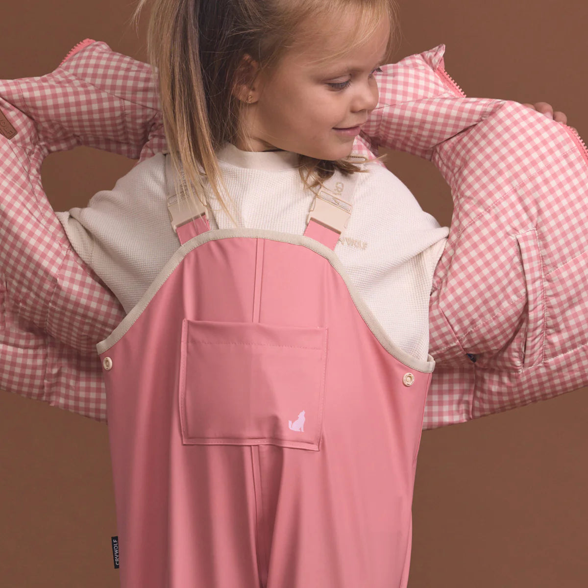 Crywolf Child Kids Girls Rain Overalls Rose Pink