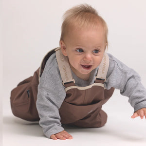 CRYWOLF CHILD BABY WANDER OVERALL Pinecone Brown overalls with beige straps