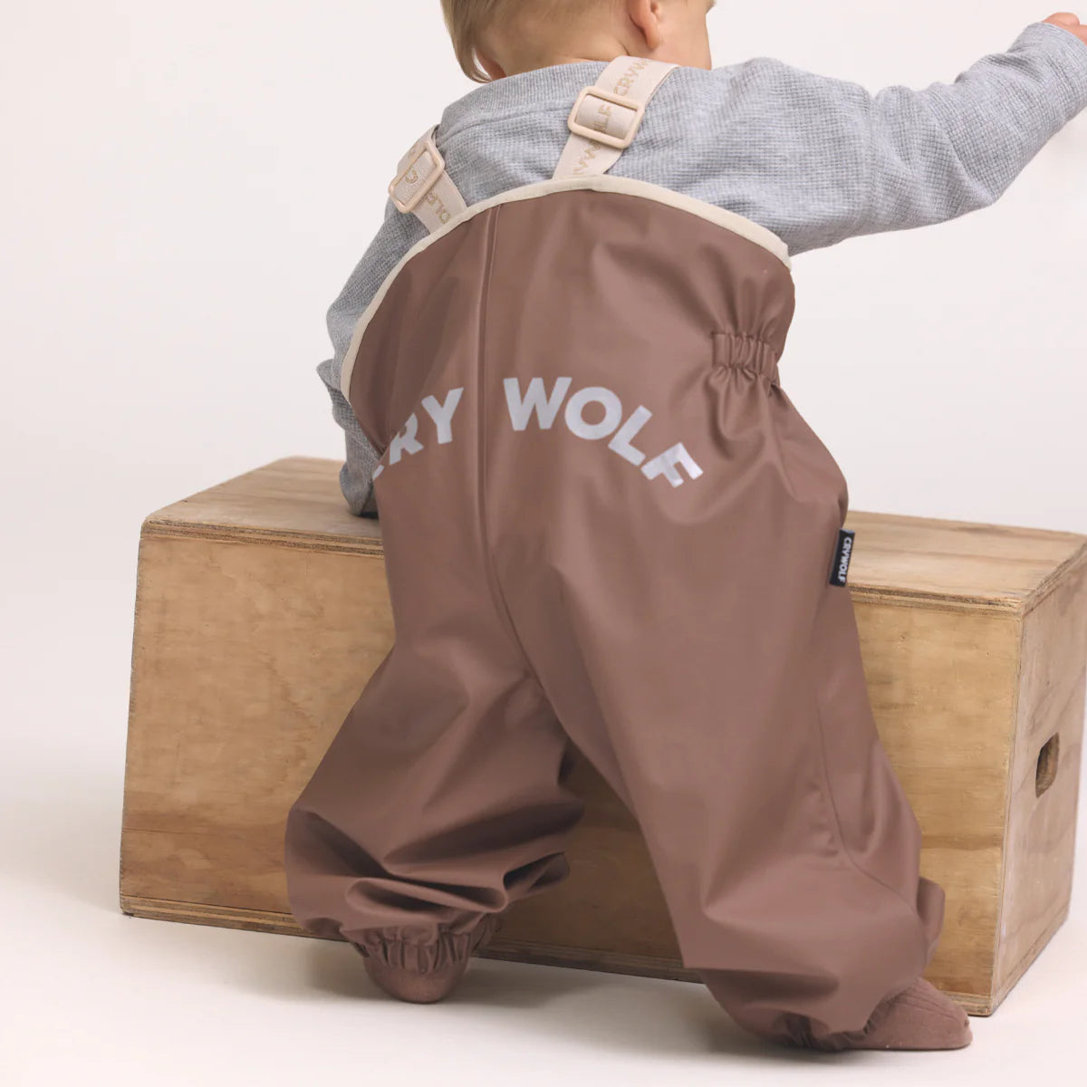 CRYWOLF CHILD BABY WANDER OVERALL Pinecone Brown overalls with beige straps