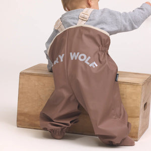 CRYWOLF CHILD BABY WANDER OVERALL Pinecone Brown overalls with beige straps