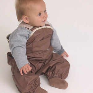 CRYWOLF CHILD BABY WANDER OVERALL Pinecone Brown overalls with beige straps