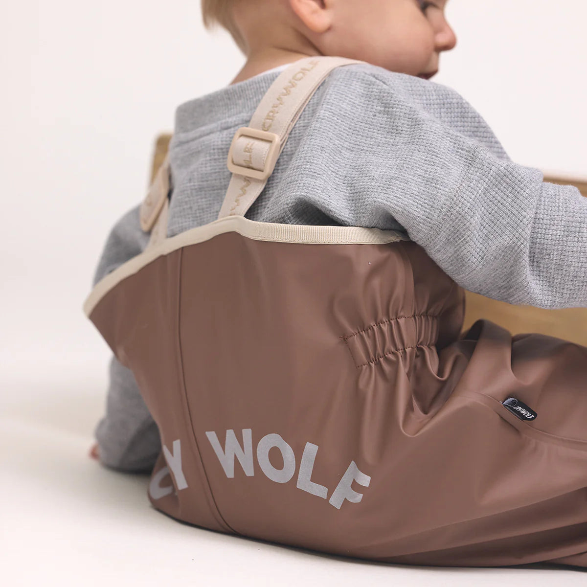 CRYWOLF CHILD BABY WANDER OVERALL Pinecone Brown overalls with beige straps