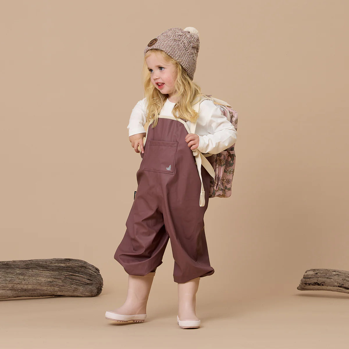 Crywolf Kids Rain Overalls Mauve