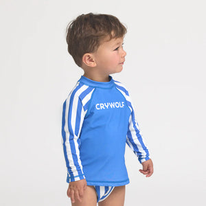 CRYWOLF CHILD Blue long-sleeve BABY RASH Vest - Deep Sea Stripe