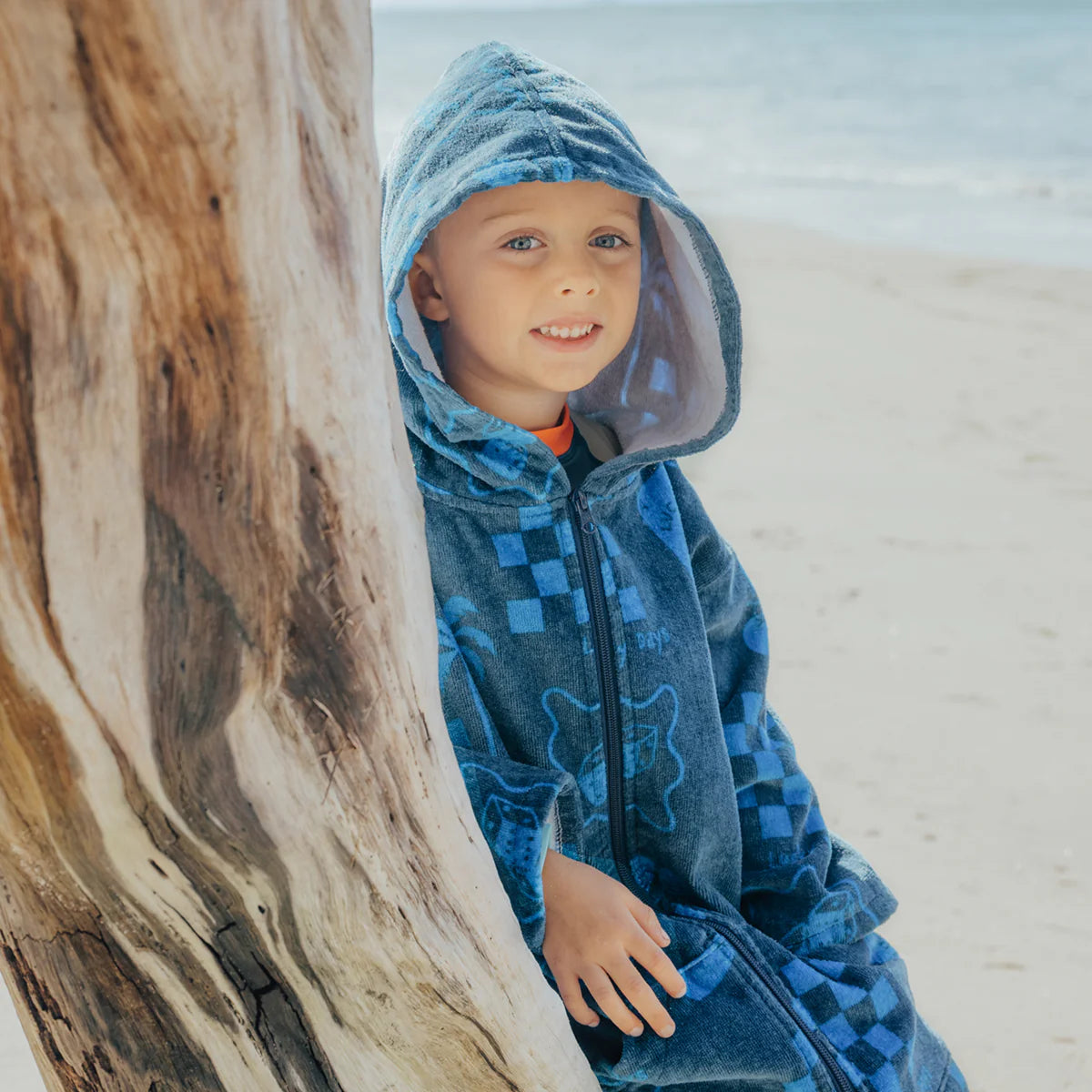 CRYWOLF KIDS BOYS EVERYWHERE ZIP-UP TOWEL Navy Beach Wear