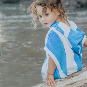 CRYWOLF KIDS BOYS HOODED TOWEL Deep Sea Stripe Beach Swim Wear