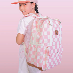CRYWOLF KNAPSACK Pink Check Pink and white checkered backpack
