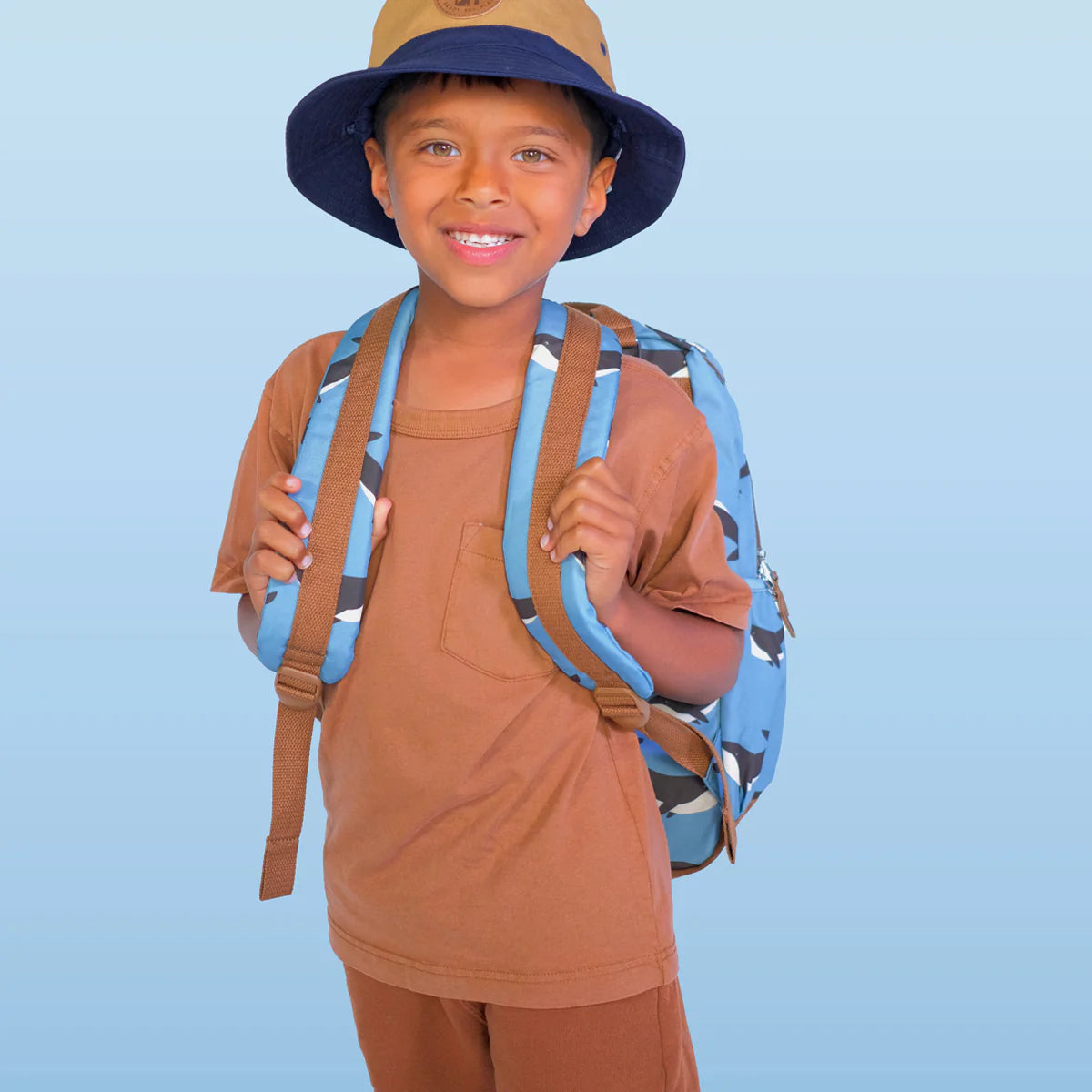 Crywolf KNAPSACK Whale Trail Blue backpack with whale pattern