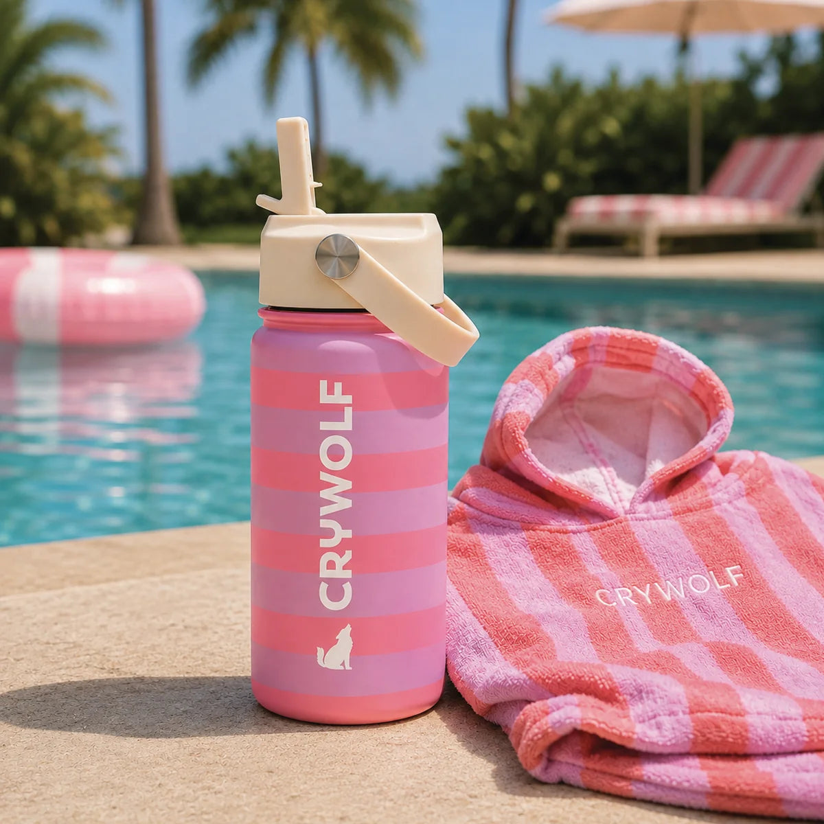 Crywolf Kids DRINK water BOTTLE (400ml) Flamingo Stripe