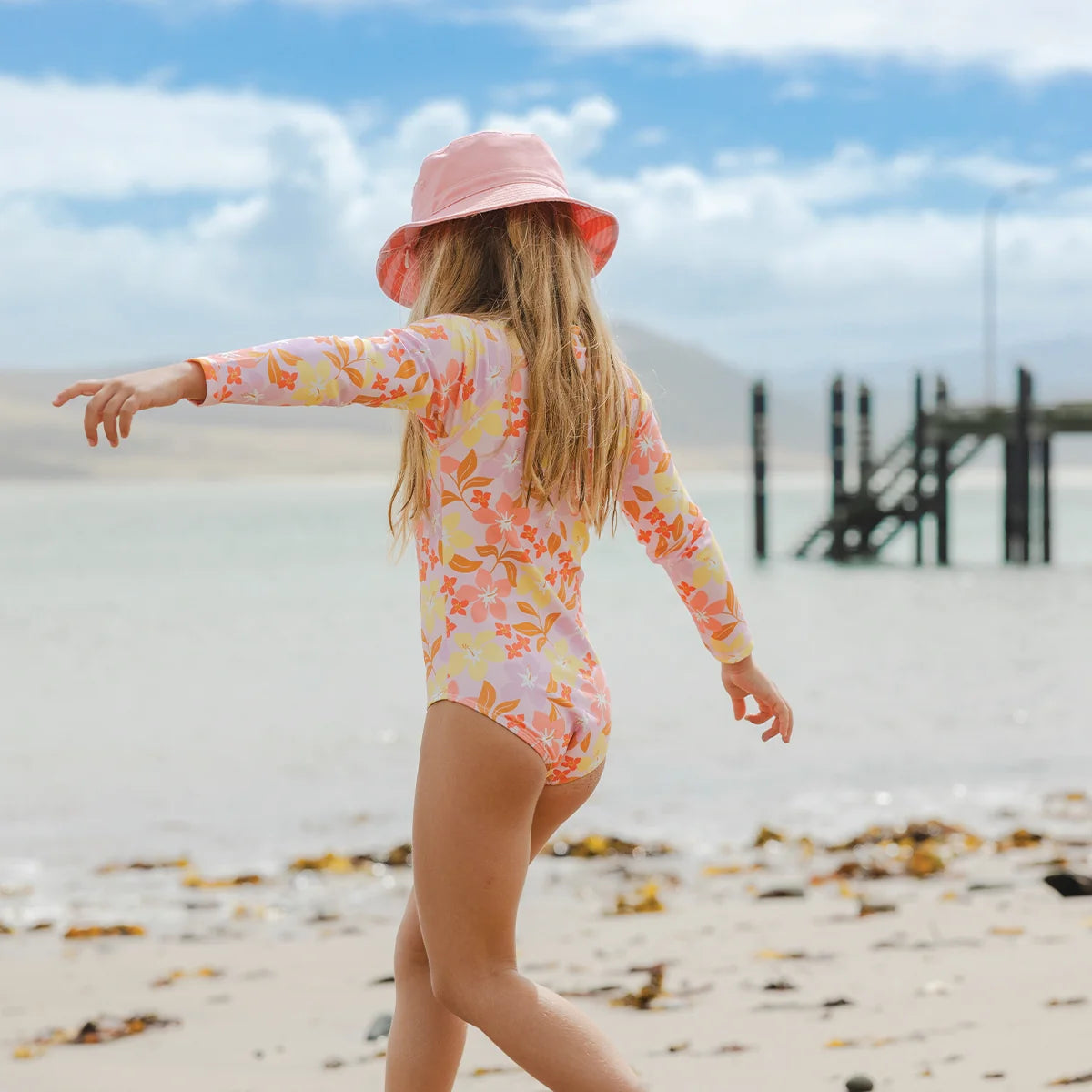 LONG SLEEVE SWIMSUIT Hibiscus Daze - Size 6YRS