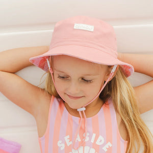 Crywolf Kids Sun REVERSIBLE BUCKET HAT Flamingo Stripe