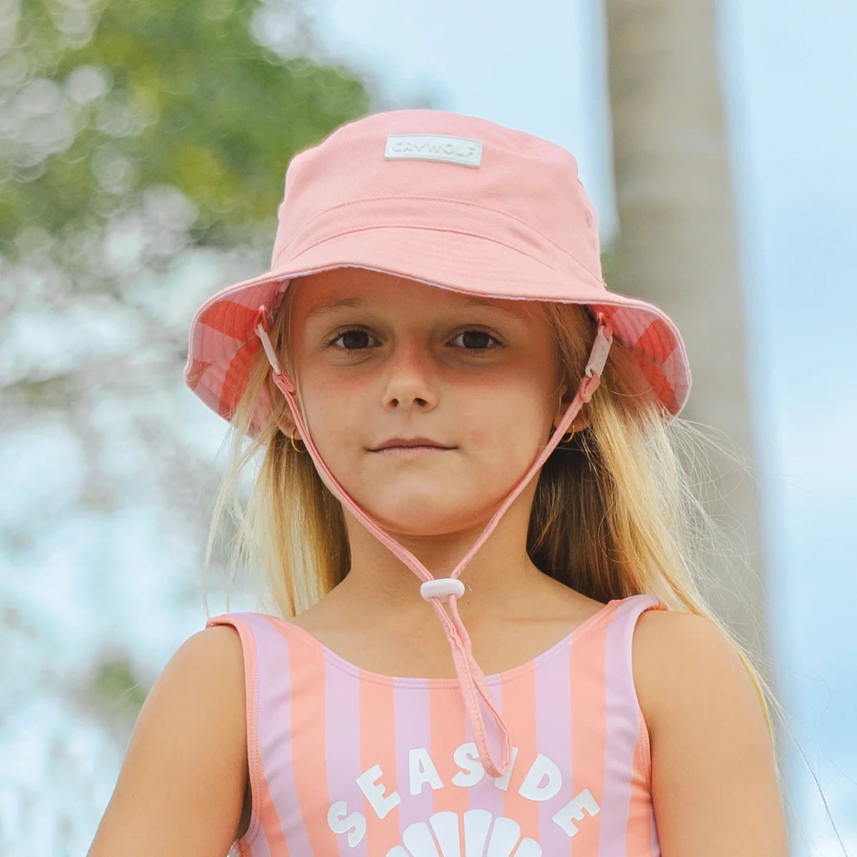Crywolf Kids Sun REVERSIBLE BUCKET HAT Flamingo Stripe