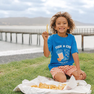 Crywolf Kids Boys Blue Top SUN SMART T-SHIRT Fish 'n Chips