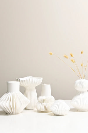 Maytime Capiz Vase fine bone china White pleated skirt