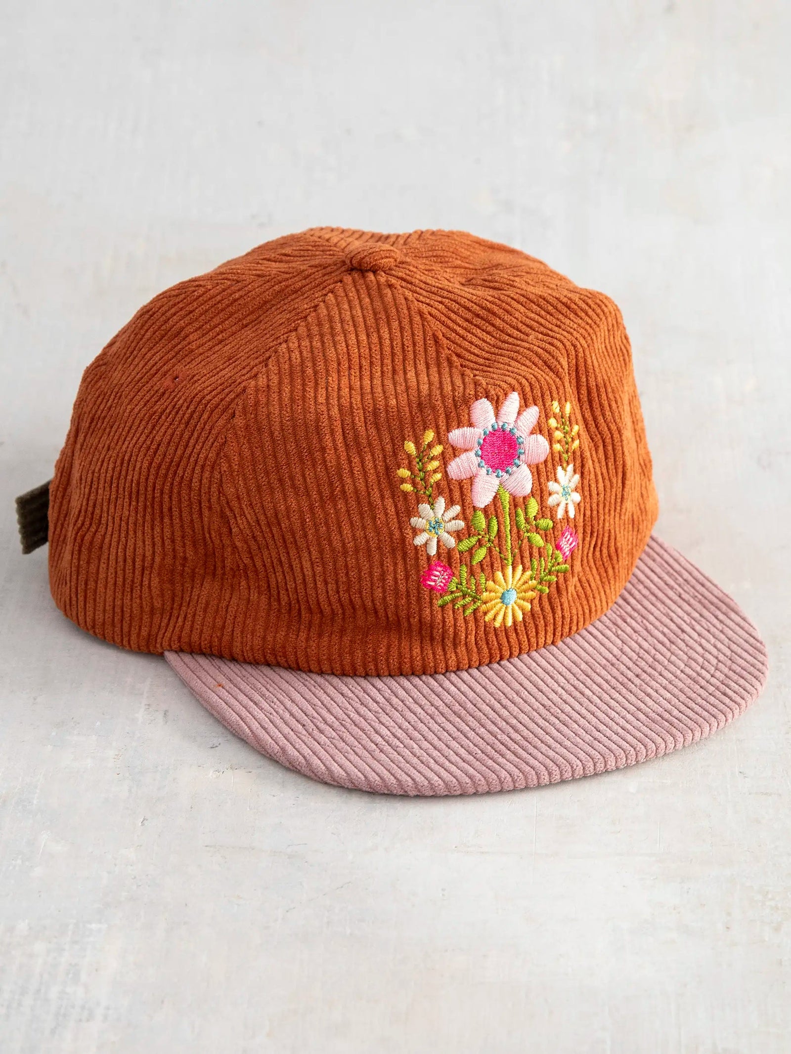 Natural Life Cap Corduroy Snapback Rust Folk Flower