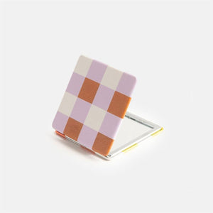Caroline Gardner - Multi Check Square - Pocket Mirror Compact mirror with a checkered pattern