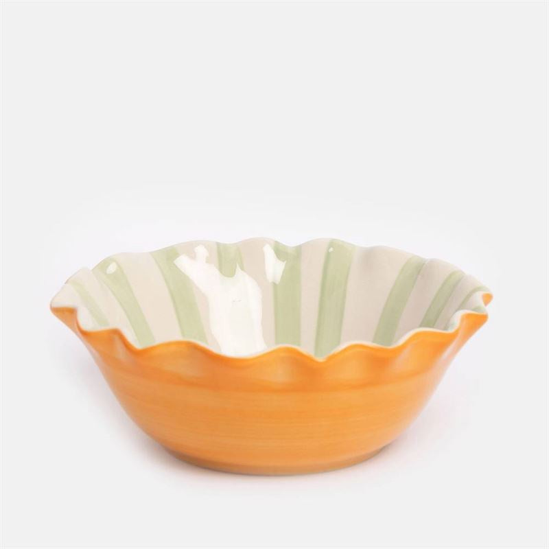 Caroline Gardner - Orange Outside With Heart - Frilly Bowl