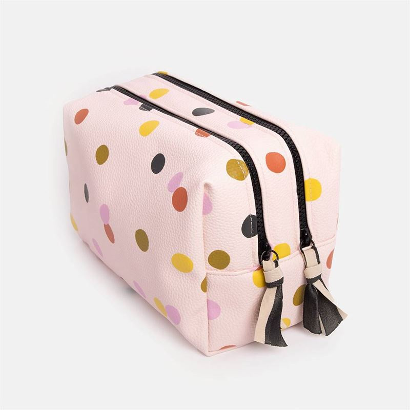 Caroline Gardner - Pink Multi Spot - Large Travel Wash Bag