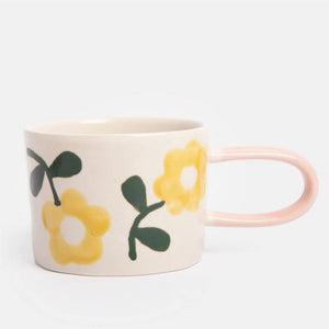 Caroline Gardner - Yellow Flower Print Mug with yellow floral design