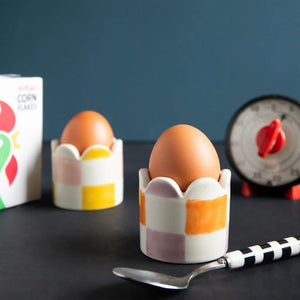 Caroline Gardner - Multi-Check Set of 2 - Egg Cup Holders