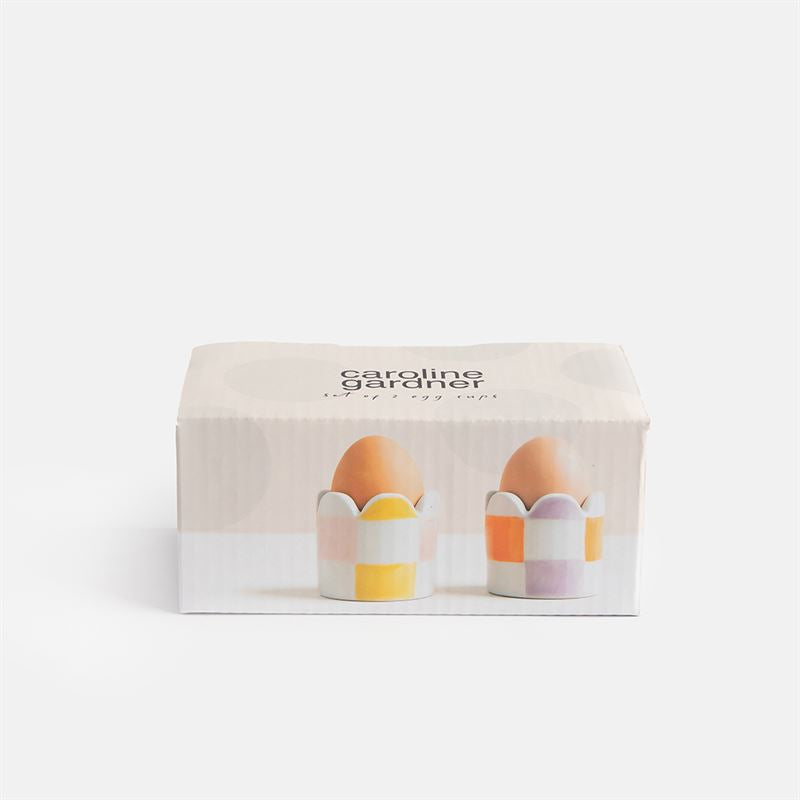 Caroline Gardner - Multi-Check Set of 2 - Egg Cup Holders