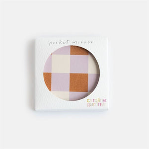 Caroline Gardner - Multi Check Square - Pocket Mirror Compact mirror with a checkered pattern
