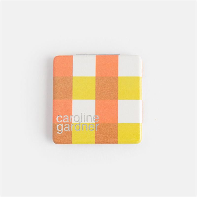 Caroline Gardner - Multi Check Square - Pocket Mirror Compact mirror with a checkered pattern