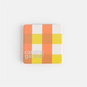 Caroline Gardner - Multi Check Square - Pocket Mirror Compact mirror with a checkered pattern