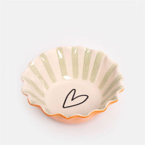 Caroline Gardner - Orange Outside With Heart - Frilly Bowl