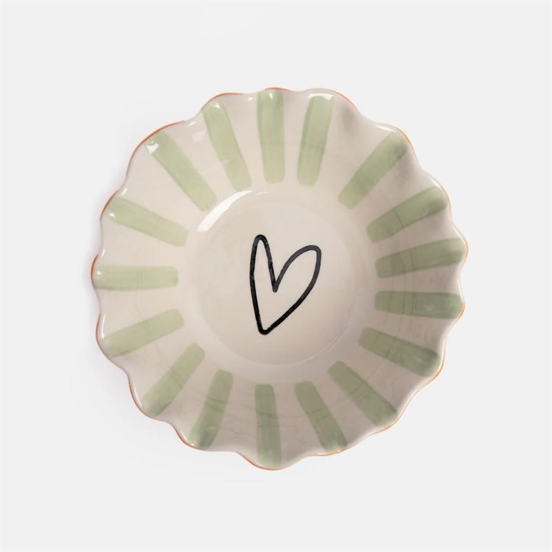 Caroline Gardner - Orange Outside With Heart - Frilly Bowl