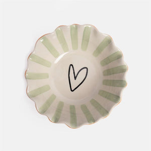 Caroline Gardner - Orange Outside With Heart - Frilly Bowl