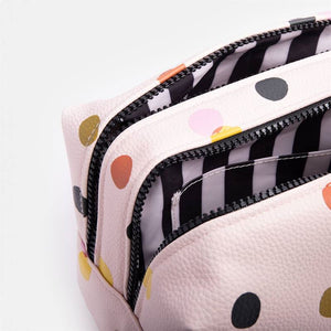 Caroline Gardner - Pink Multi Spot - Large Travel Wash Bag
