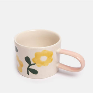 Caroline Gardner - Yellow Flower Print Mug with yellow floral design