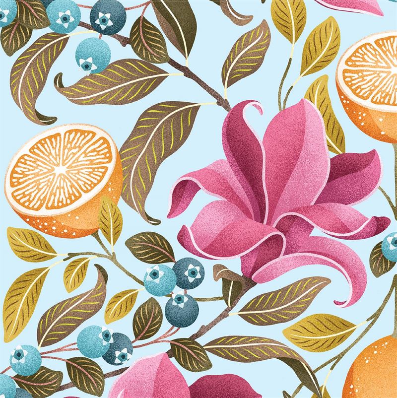 Lemons & Magnolia 20 Pkt - Paper Napkins Colorful floral and fruit pattern