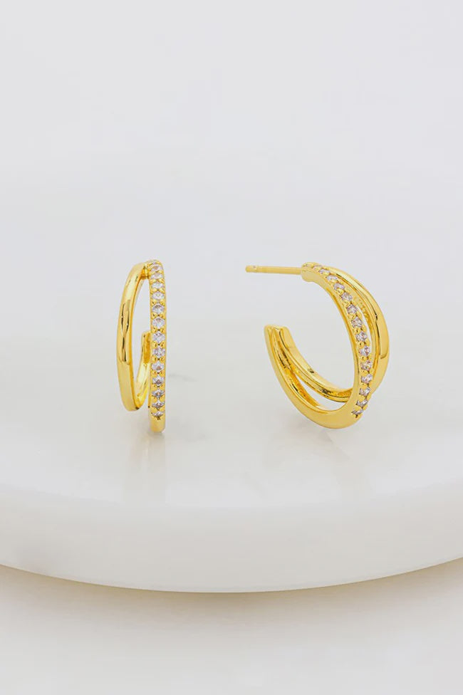 ZAFINO Celeste Hoop Crystal Earrings - Clear - Gold